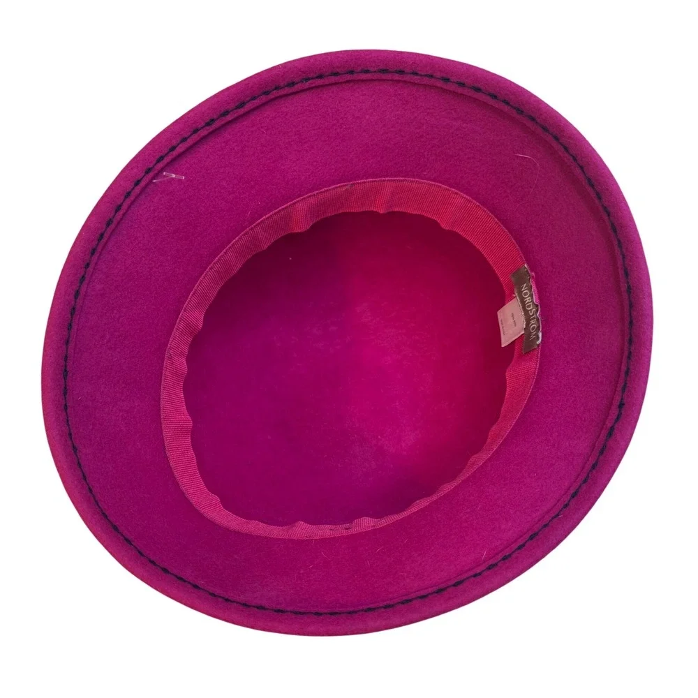 Nordstrom Magenta Pink Wool Cloche Hat Made in Italy Bow Detail Vintage Style